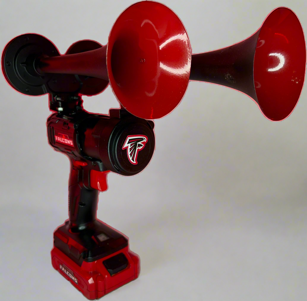 Red and black Train horn with a 'Atlanta Falcons' logo