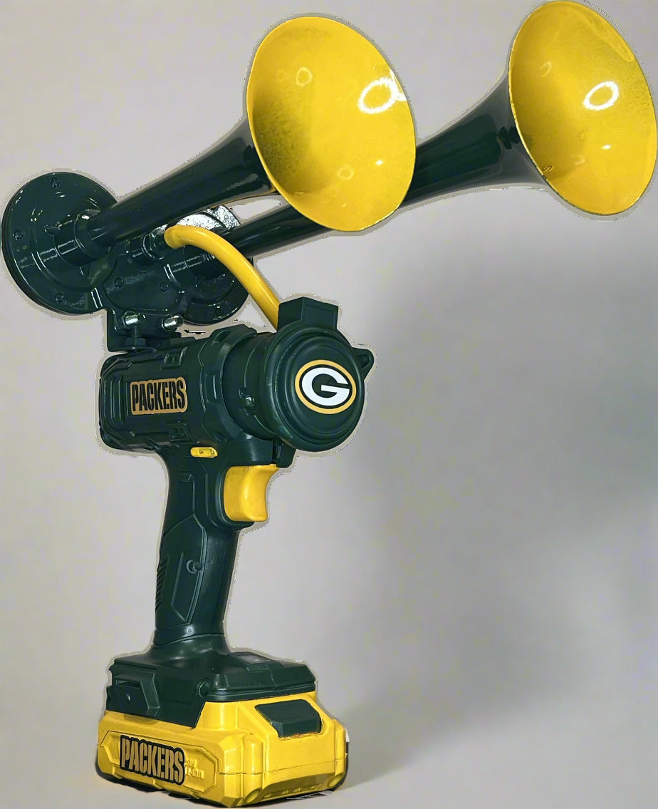 Green and Yellow Train horn with 'Green Bay Packers' logo