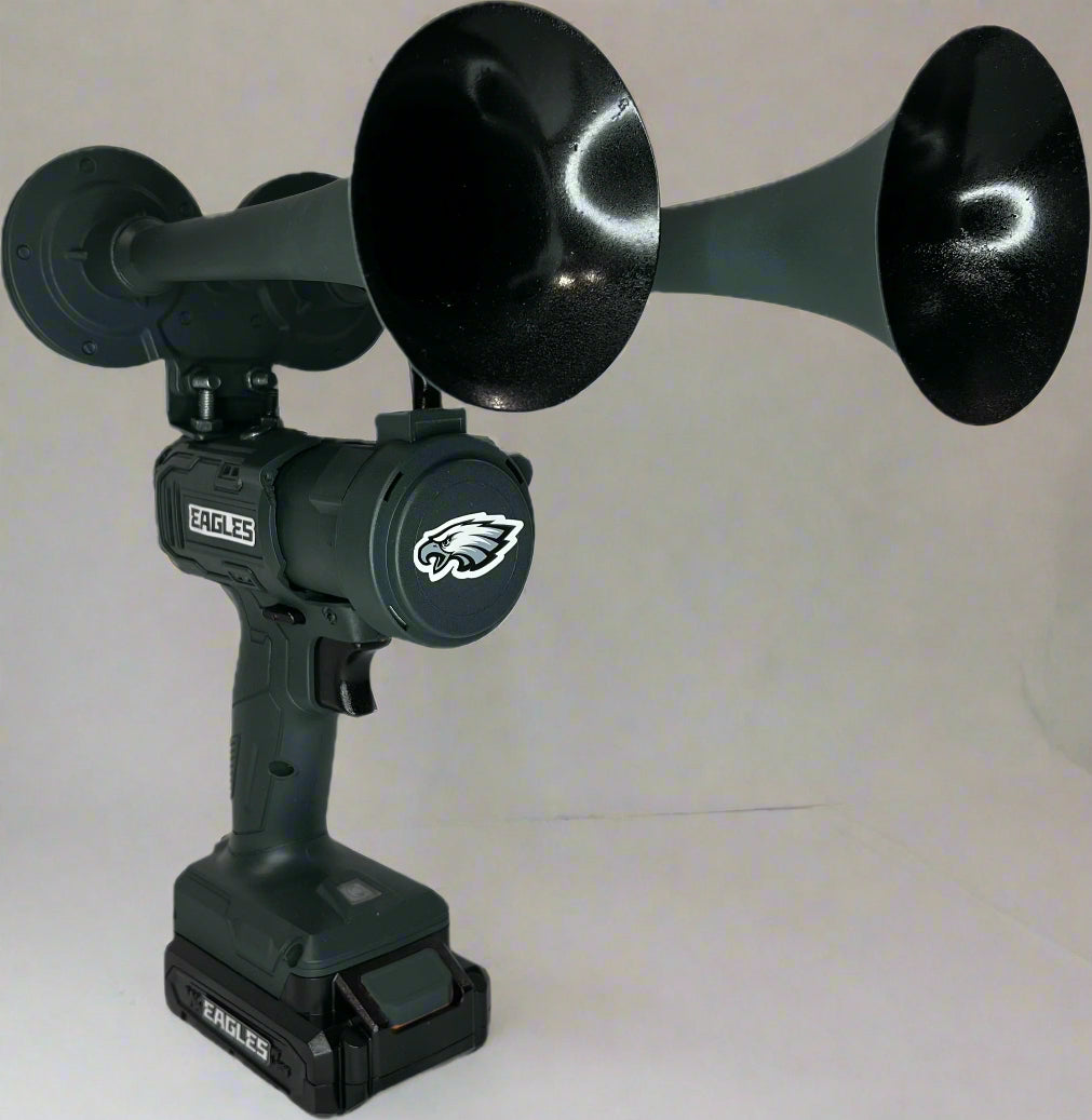 Green and Black Train horn with 'Philadelphia Eagles' logo 
