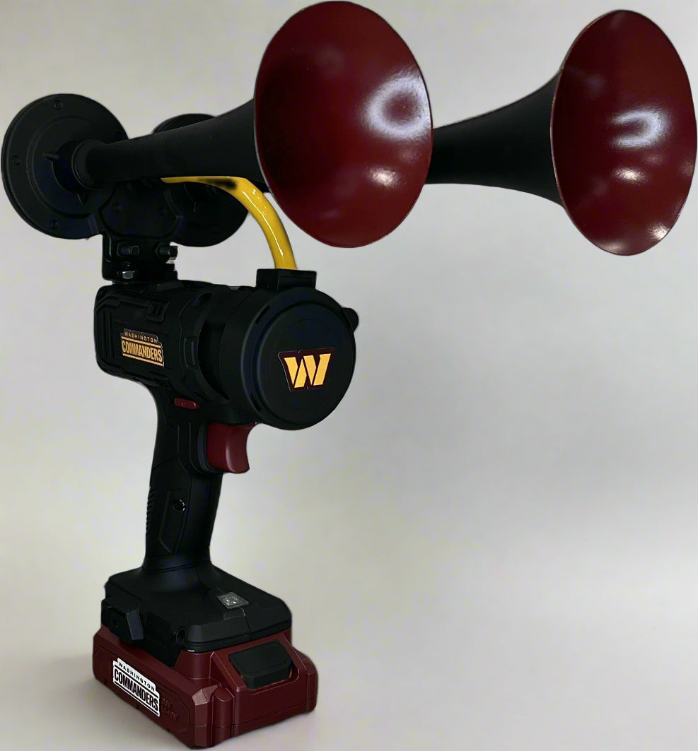 Black and Red Train horn with 'Washington Commanders' logo